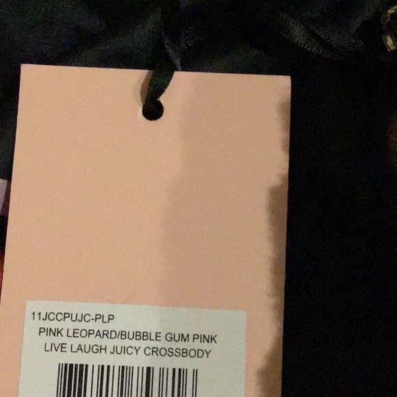 Juicy Couture Pink Furry Leopard crossbody bag with mini heart fur charm. - Picture 4 of 6